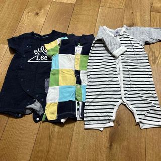 プチバトー(PETIT BATEAU)の【送料込】60 男の子　ロンパース3枚セット(ロンパース)