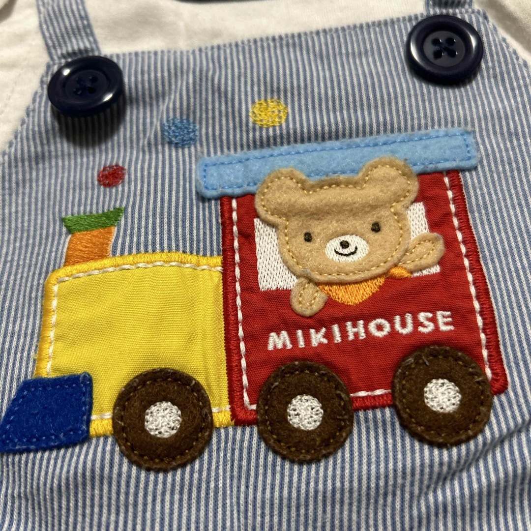 mikihouse(ミキハウス)の【送料込】mikihouse 50-60 男の子 ロンパース2枚セット キッズ/ベビー/マタニティのベビー服(~85cm)(ロンパース)の商品写真