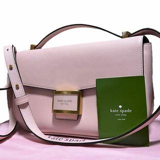 ケイトスペードニューヨーク(kate spade new york)の【未使用級】ケイトスペード ケイティ ショルダーバッグ シボ革 レザー ピンク(ショルダーバッグ)