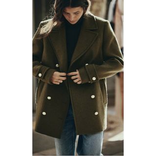 ザラ(ZARA)のZARA　ウール　ダブルブレスト　ゴールドボタン　コート(ロングコート)