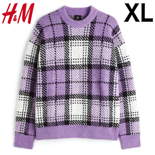 エイチアンドエム(H&M)の新品 H&M ジャカード ニット チェック セーター XL(ニット/セーター)