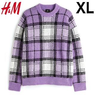 エイチアンドエム(H&M)の新品 H&M ジャカード ニット チェック セーター XL(ニット/セーター)