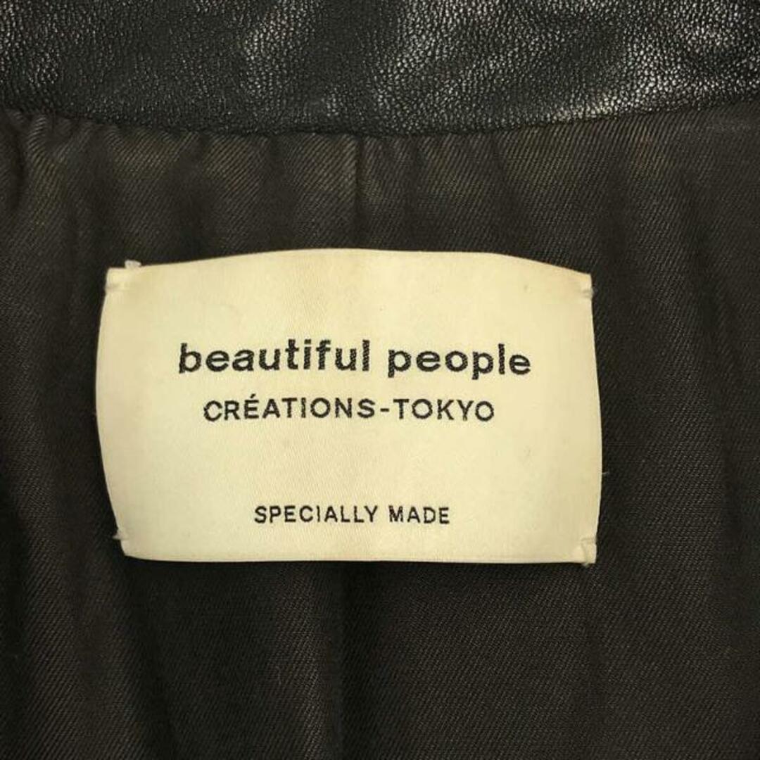 beautiful people(ビューティフルピープル)のbeautiful people / ビューティフルピープル | shrink leather riders jacket ライダースジャケット | 140 | ブラック | レディース レディースのジャケット/アウター(その他)の商品写真