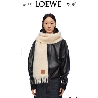 ロエベ(LOEWE)のロエベ　マフラー　スカーフ　カシミヤ　モヘア　レザーパッチ　アナグラム(マフラー/ショール)