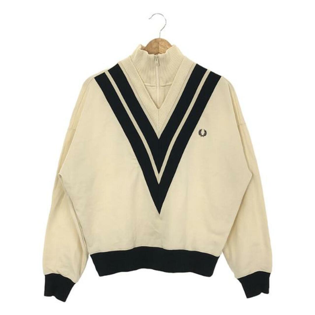 FRED PERRY(フレッドペリー)のFRED PERRY / フレッドペリー | Tipped Knitted Trim Sweatshirt トレーナー | UK10 | ホワイト/ブラック | レディース レディースのトップス(トレーナー/スウェット)の商品写真