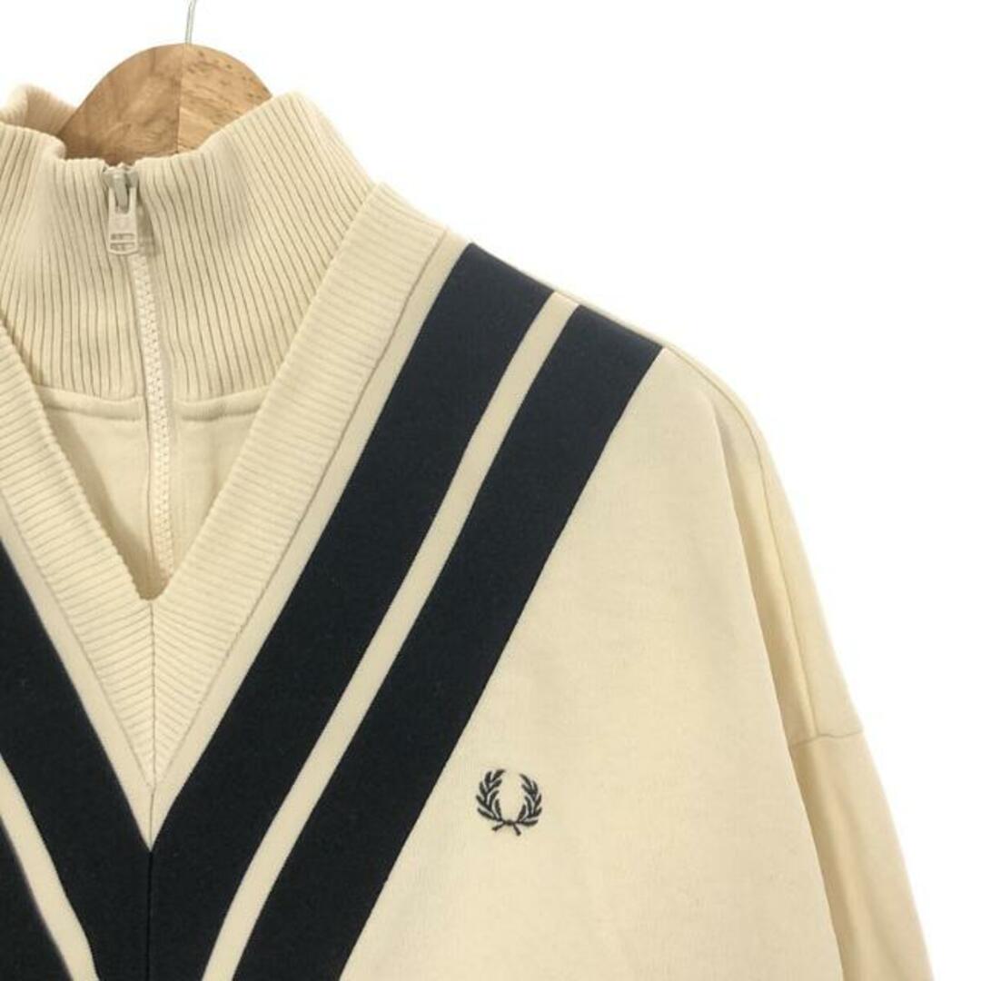 FRED PERRY(フレッドペリー)のFRED PERRY / フレッドペリー | Tipped Knitted Trim Sweatshirt トレーナー | UK10 | ホワイト/ブラック | レディース レディースのトップス(トレーナー/スウェット)の商品写真