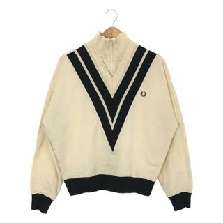 フレッドペリー(FRED PERRY)のFRED PERRY / フレッドペリー | Tipped Knitted Trim Sweatshirt トレーナー | UK10 | ホワイト/ブラック | レディース(トレーナー/スウェット)