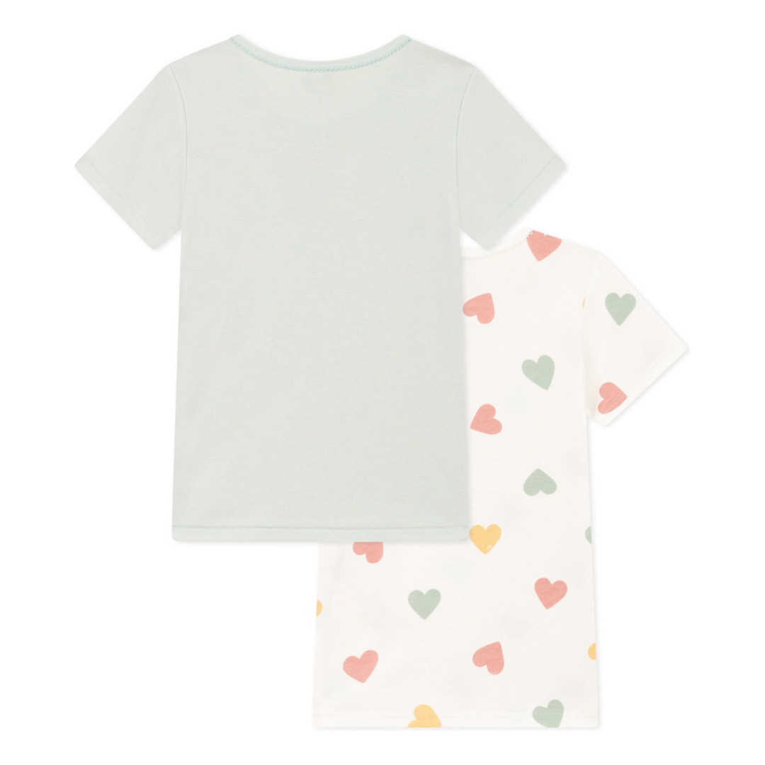 PETIT BATEAU(プチバトー)の専用  新品 プチバトー 半袖 Ｔシャツ２枚組 ハート ブルー 5ans キッズ/ベビー/マタニティのキッズ服女の子用(90cm~)(Tシャツ/カットソー)の商品写真