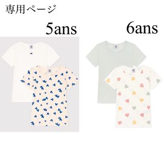 プチバトー(PETIT BATEAU)の専用  新品 プチバトー 半袖 Ｔシャツ２枚組 ハート ブルー 5ans(Tシャツ/カットソー)