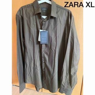 ザラ(ZARA)の新品タグ付き　ZARA メンズ　シャツ　ブラウン　XL(シャツ)