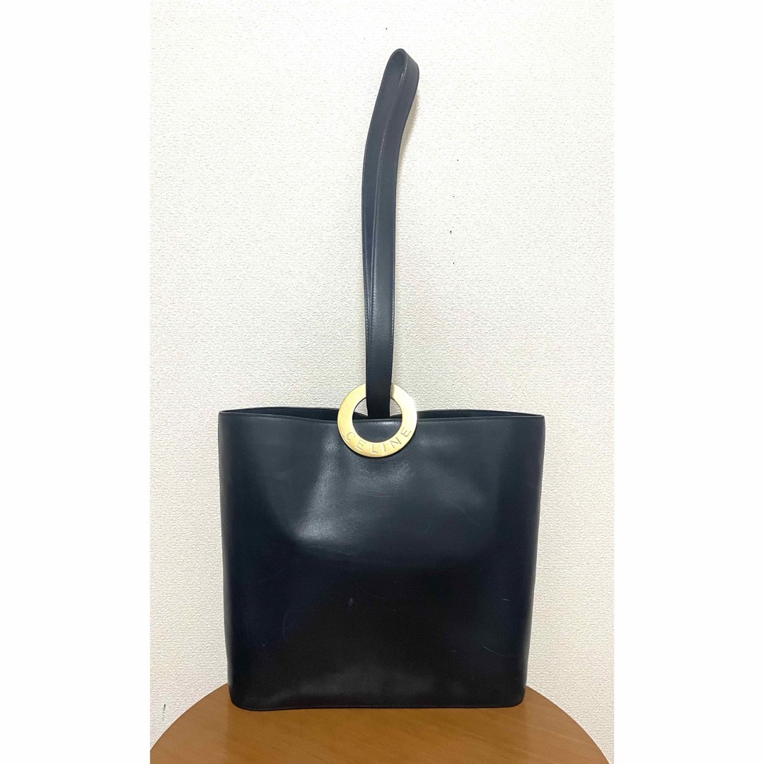 CELINE セリーヌ レザー ショルダー ハンド バッグ上約36cm下約28cm幅