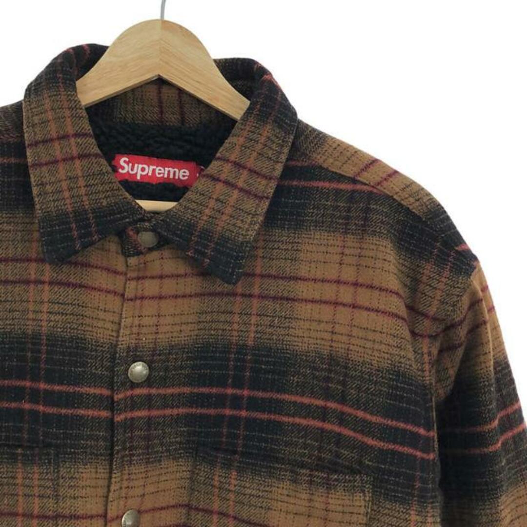 【美品】 SUPREME / シュプリーム | lined flannel snap shirt / ラインフランネルスナップシャツ | M |  black /brown | メンズ