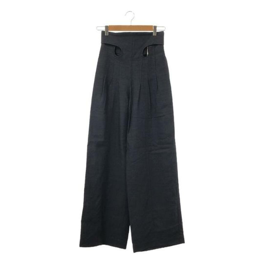 【新品】  Mame Kurogouchi / マメクロゴウチ | 2022SS | Viscose Hemp High Waisted Trouser ハイウエストパンツ | 1 | ネイビー | レディース