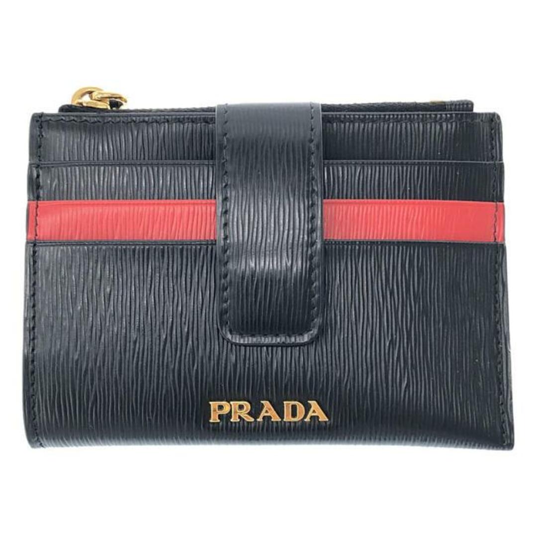 PRADA(プラダ)のPRADA / プラダ | バイカラー レザー ミニウォレット | ブラック/レッド | レディース レディースのファッション小物(財布)の商品写真