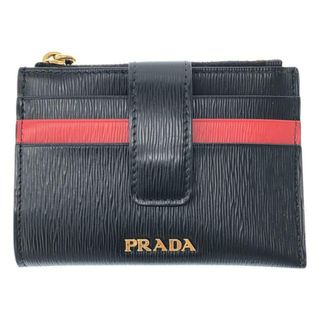 プラダ(PRADA)のPRADA / プラダ | バイカラー レザー ミニウォレット | ブラック/レッド | レディース(財布)