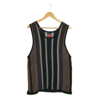 シュプリーム(Supreme)の【美品】  SUPREME / シュプリーム | knit stripe tank top / ニット ストライプ タンクトップ | S | black | メンズ(タンクトップ)