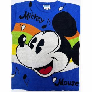 90s MICKEYMOUSE全面ビッグプリント　ニットセーター　デッドストック