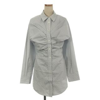 アレキサンダーワン(Alexander Wang)の【新品】  ALEXANDER WANG / アレキサンダーワン | PULLED SHIRT DRESS WITH CUMMERBUND カマーバンド チェック シャツドレス ワンピース | 4 | ブルーマルチ | レディース(ひざ丈ワンピース)