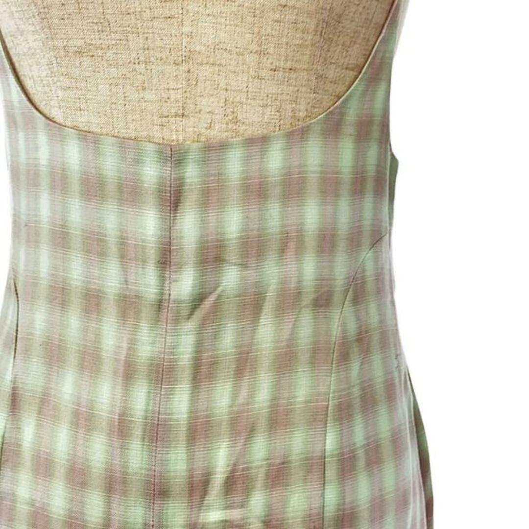 Mame Kurogouchi / マメクロゴウチ | 2023SS | Linen Mix Ombre Check Camisole Dress リネンミックス オンブレ キャミソールドレス ワンピース | 1 | ミントグリーン | レディース レディースのワンピース(ロングワンピース/マキシワンピース)の商品写真