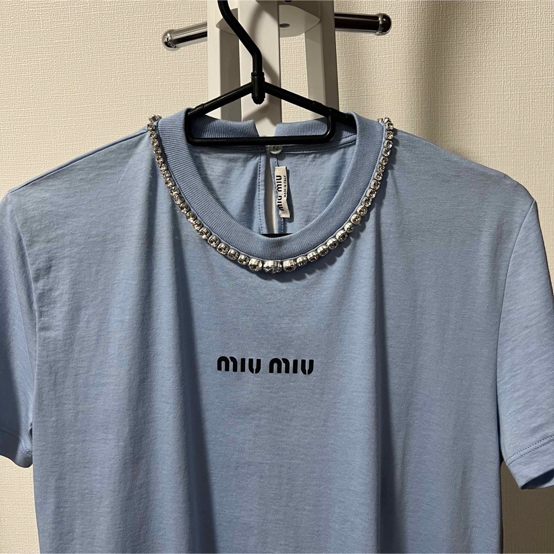 miumiu(ミュウミュウ)のmiu miu ミュウミュウ Tシャツ ストーン ブルー 美品 レディースのトップス(Tシャツ(半袖/袖なし))の商品写真