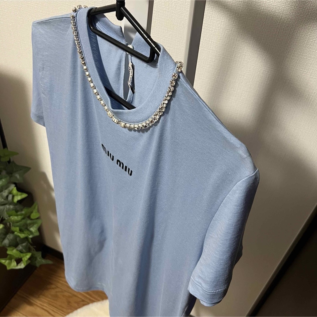 miumiu(ミュウミュウ)のmiu miu ミュウミュウ Tシャツ ストーン ブルー 美品 レディースのトップス(Tシャツ(半袖/袖なし))の商品写真