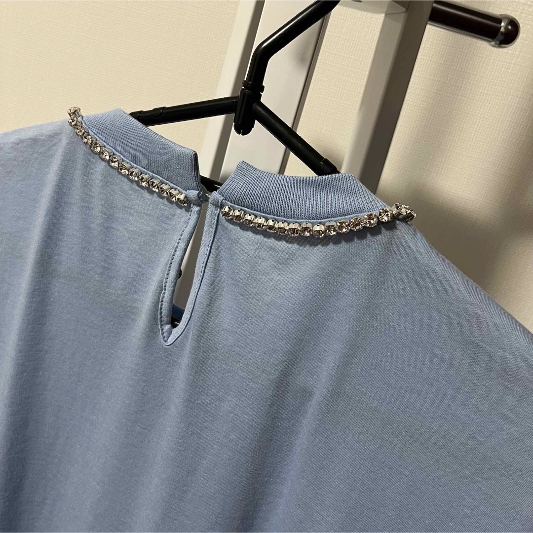 miumiu(ミュウミュウ)のmiu miu ミュウミュウ Tシャツ ストーン ブルー 美品 レディースのトップス(Tシャツ(半袖/袖なし))の商品写真