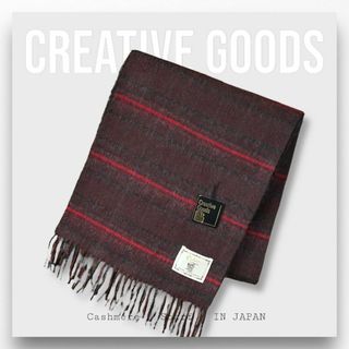 【Creative Goods】 マフラー レッド 赤 チェック カシミヤ 美品(マフラー)