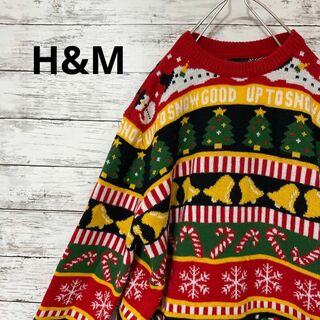 エイチアンドエム(H&M)のH&M クリスマス ニット セーター 総柄 美品 個性派 入手困難 激レア(ニット/セーター)