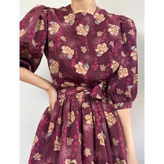 ローラアシュレイ(LAURA ASHLEY)の超美品！VINTAGE 80s 90s 昭和レトロ　ロングワンピ　ボタニカル(ロングワンピース/マキシワンピース)