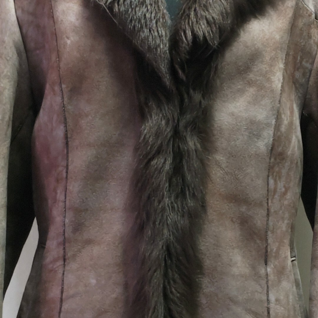 ラムムートンコート ダブルフェイス ブラウン レディース 羊革 毛皮 レディースのジャケット/アウター(ムートンコート)の商品写真