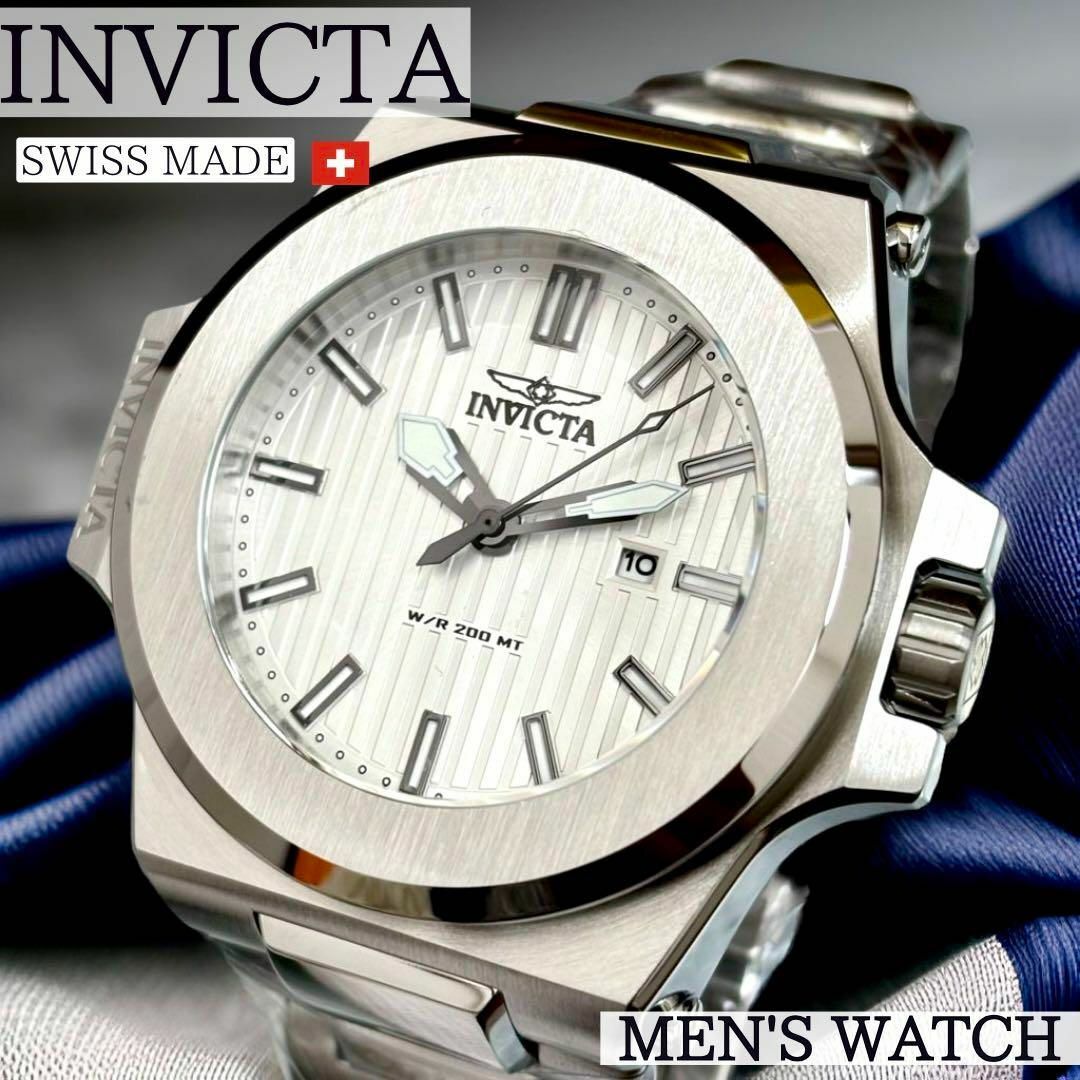 定価約13万円インビクタ メンズ腕時計 スイス製 シルバー 新品 人気58mm500m機能