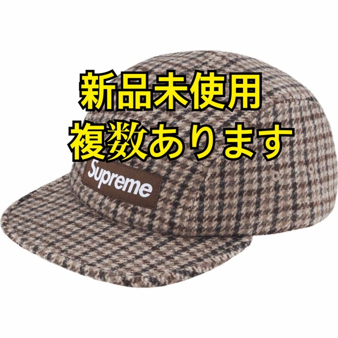 帽子Supreme Houndstooth Wool Camp Cap Tan