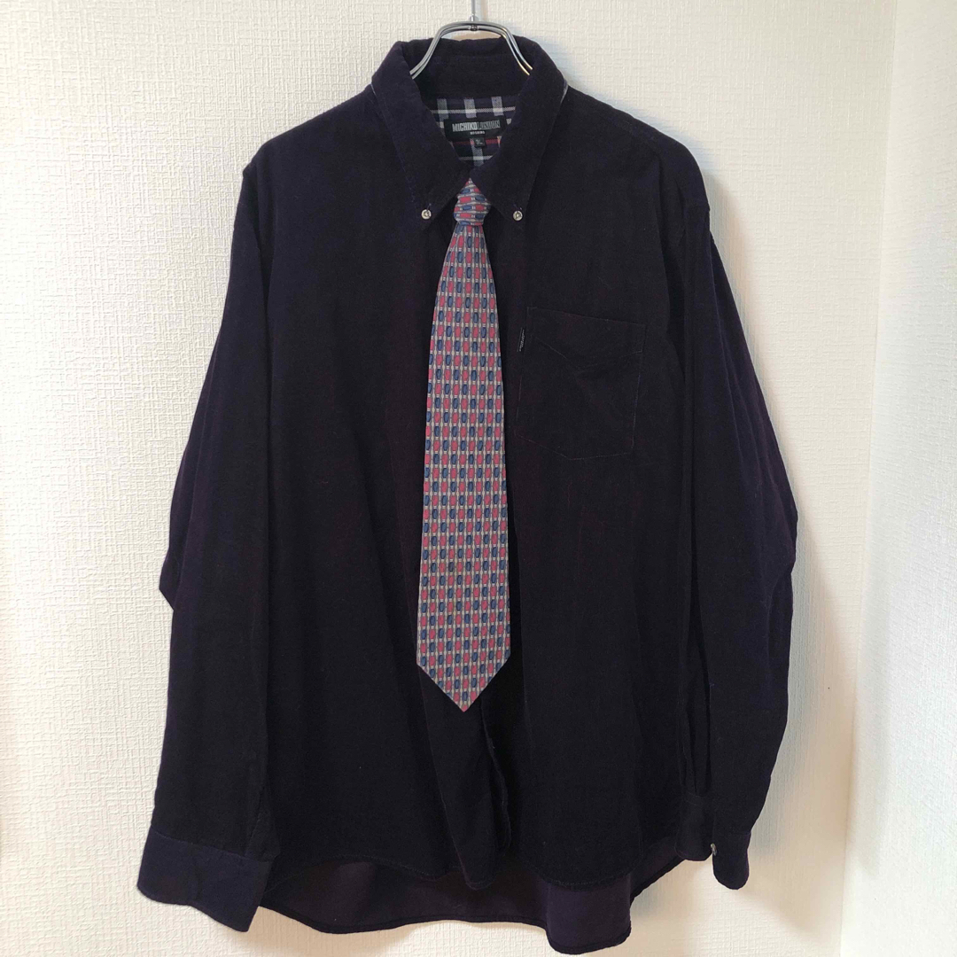 【 セット売り】ネクタイシャツ 3L ネルシャツ 紫 イタリア製ネクタイ メンズのメンズ その他(その他)の商品写真