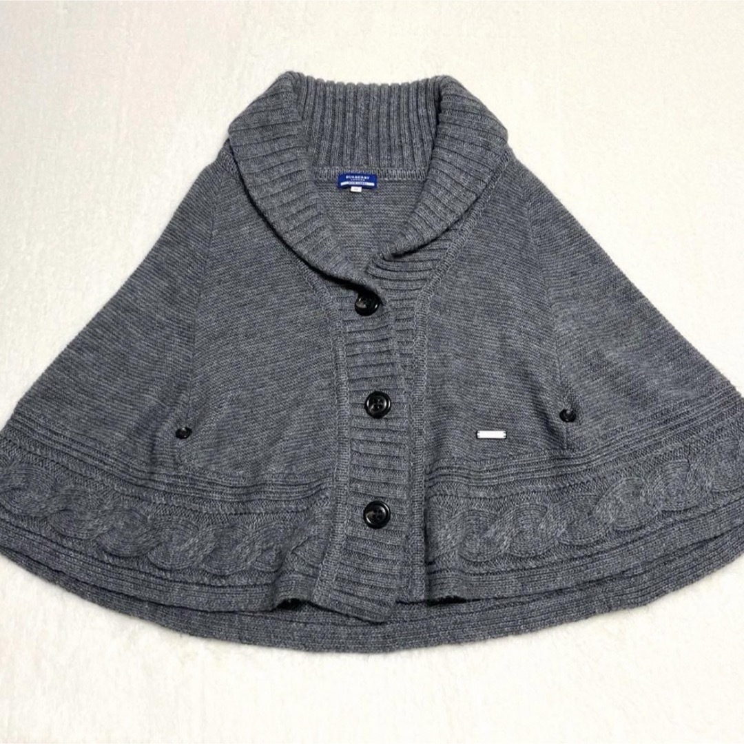 BURBERRY BLUE LABEL(バーバリーブルーレーベル)のBurberry Blue Label ニット ポンチョ カーディガン グレー レディースのジャケット/アウター(ポンチョ)の商品写真