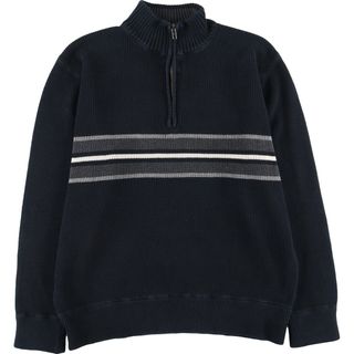 エディーバウアー(Eddie Bauer)の古着 00年代 エディーバウアー Eddie Bauer ボーダー柄 コットンニットハーフジップセーター メンズL /eaa409090(ニット/セーター)