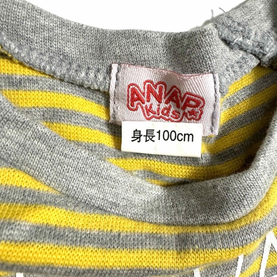 ANAP Kids(アナップキッズ)の● ANAP kids ボーダー ロンT 100サイズ USED● キッズ/ベビー/マタニティのキッズ服女の子用(90cm~)(Tシャツ/カットソー)の商品写真