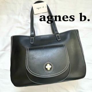 アニエスベー(agnes b.)の✨極美品✨現行　アニエスベー　トートバッグ　ブラック　レザー　ターンロック(トートバッグ)