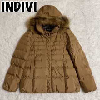 インディヴィ(INDIVI)の比較的美品♪ インディヴィ ダウン ショート ラクーンファー 3way 40(ダウンジャケット)