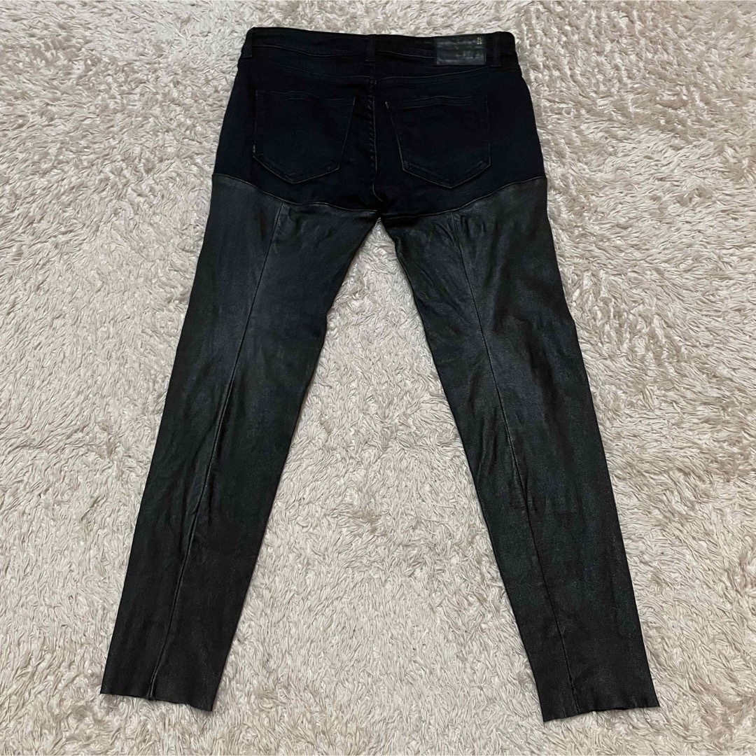 R13 Leather Chaps Jeans レザーとストレッチデニムスキニー