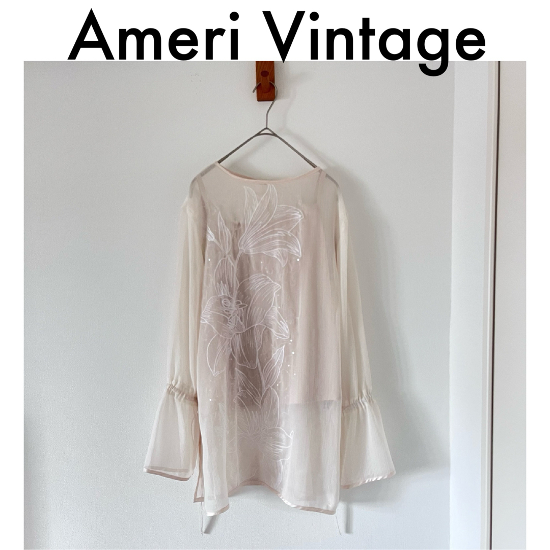 Ameri VINTAGE(アメリヴィンテージ)の大人気！【AMERI】 ADELA SHEER TOP ブラウス 刺繍 レディースのトップス(シャツ/ブラウス(長袖/七分))の商品写真