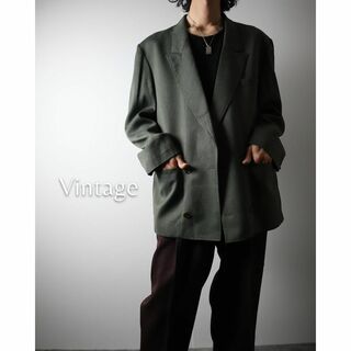 アートヴィンテージ(ART VINTAGE)の【vintage】ダブルブレスト テーラードジャケット 多色織 フランス製 深緑(テーラードジャケット)