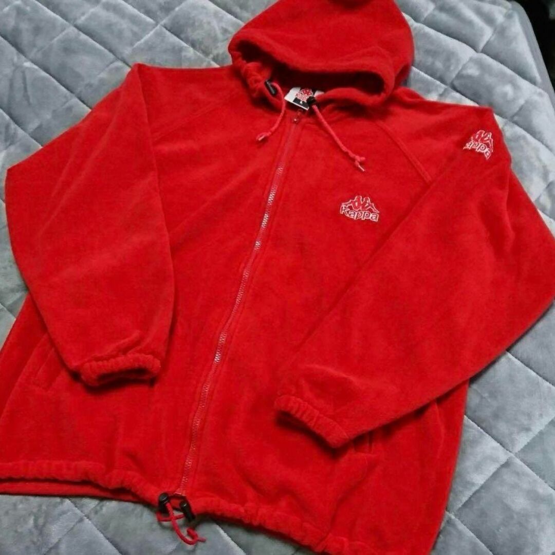 Kappa(カッパ)の90s kappa F/Z 肉厚フリースパーカー 赤 表記(L) メンズのトップス(パーカー)の商品写真