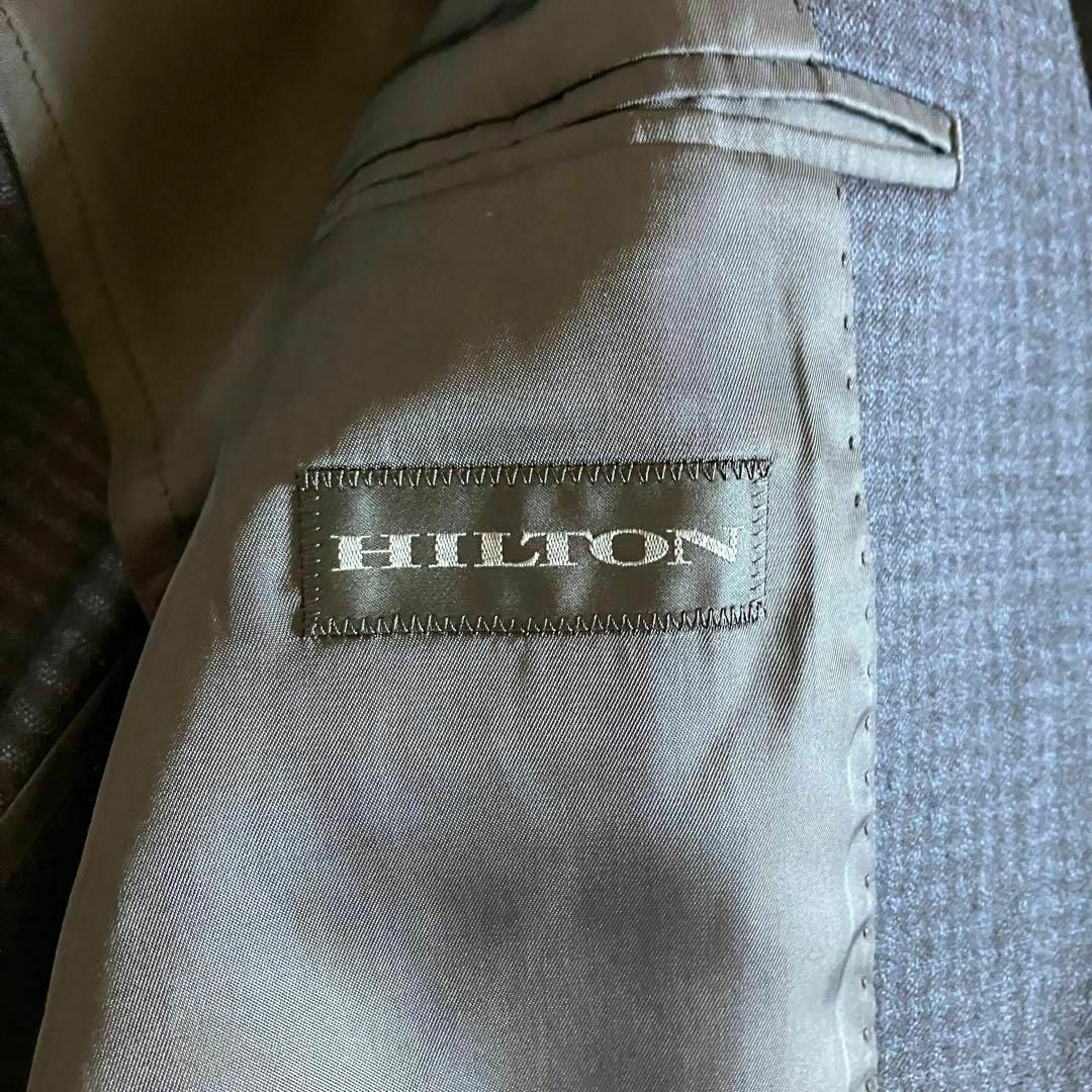 HILTON TIME(ヒルトンタイム)の【高級】ヒルトン×カノニコ　紺ブレザー　金ボタン　ネイビー　チェック　段返り　M メンズのジャケット/アウター(テーラードジャケット)の商品写真