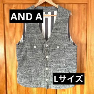 アンドエー(And A)の美品 ベスト アンドエー AND A メンズ  Lサイズ グレー ボーダー(ベスト)