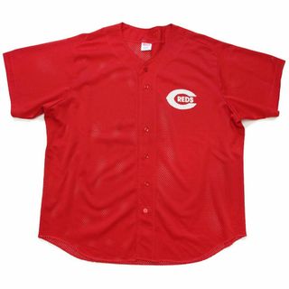 ウィルソン(wilson)の90s USA製 Wilson MLB CINCINNATI REDS ナイロン メッシュ ベースボールシャツ 赤 XXL★特大 オールド ビンテージ オーバーサイズ(シャツ)