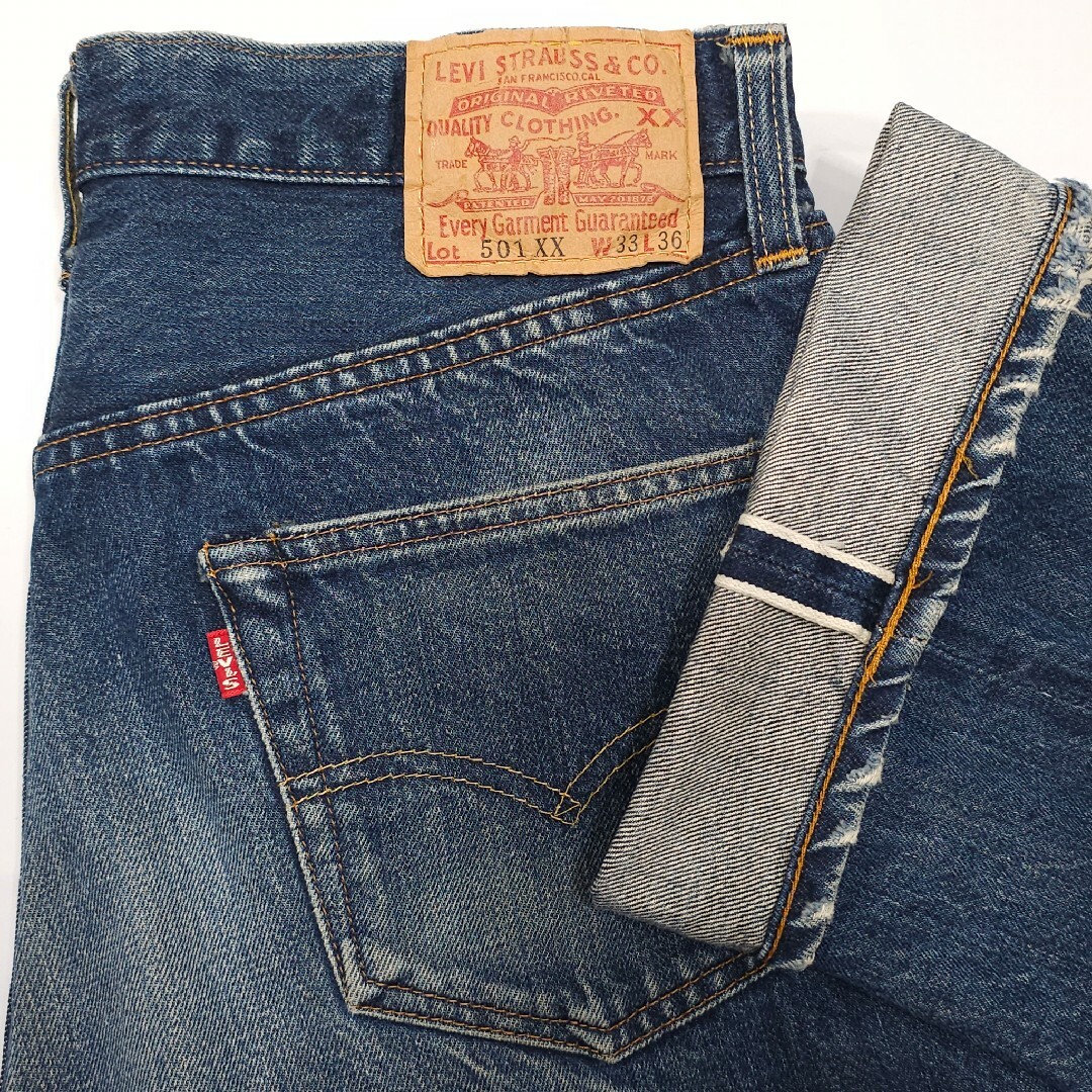 米国製Levi's501XXヴィンテージ復刻33ジーンズ赤耳ビッグE