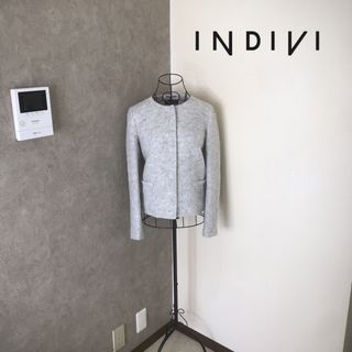 インディヴィ(INDIVI)のインディヴィ♡1度着用　モコモコ　ノーカラージャケット(ノーカラージャケット)