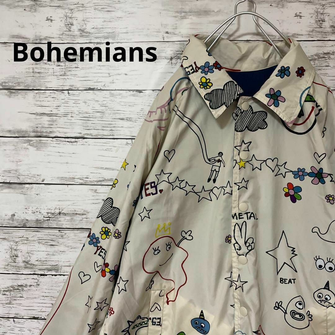 その他Bohemians リバーシブルコーチジャケット 総柄 アート デニム