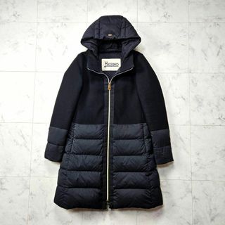 HERNO - 【美品】ヘルノ ダウンコート 異素材切り替え 40 ブラック HERNO - 【美品】ヘルノ ダウンコート 異素材切り替え 40 ブラック