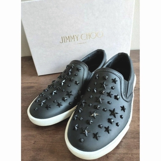 JIMMY CHOO - 美品。JIMMY CHOO スリッポン　スニーカー ブラック　 24.0